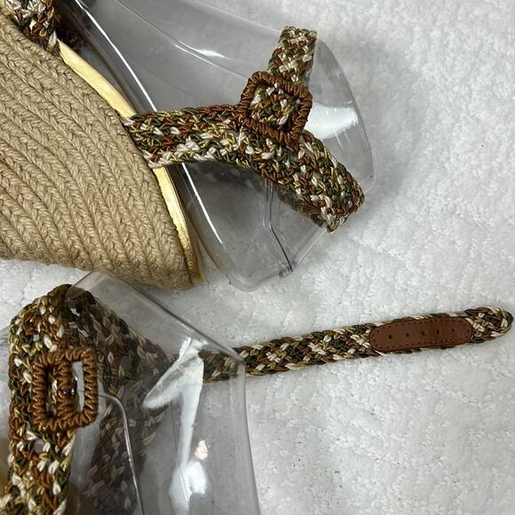 Colin Stuart neutral crochet ankle strap Espadrilles wedges size 7.5 - Picture 10 of 15